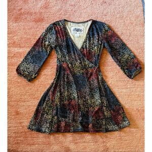 Effie’s Heart M Knit 3/4 Sleeve V-Neck Fit & Flare Mini Dress with Pockets